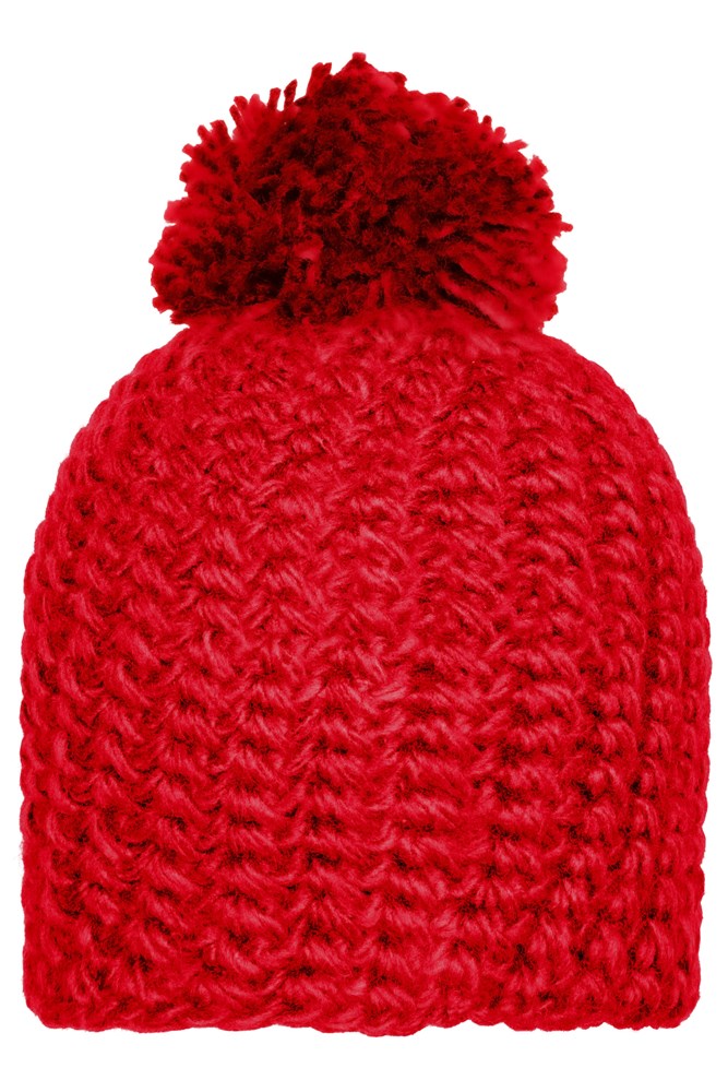 Unicoloured Crocheted Cap with Pompon