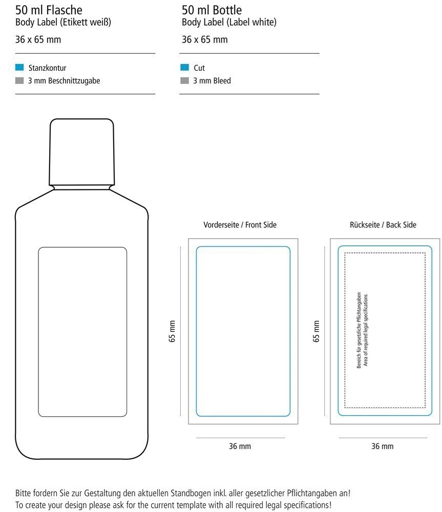 Handreinigungsgel, 50 ml, Body Label (R-PET)