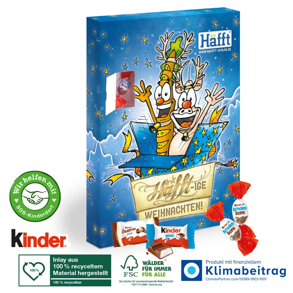 Adventskalender kinder® „Happy Moments“, Inlay aus 100% recyceltem Material