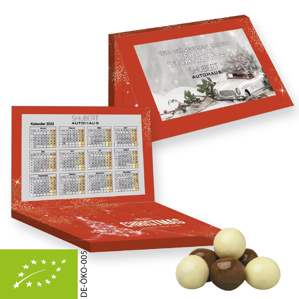 Bio Knusperkugeln-Mix, ca. 50g, Express Adventskalender Mini mit Werbekarte