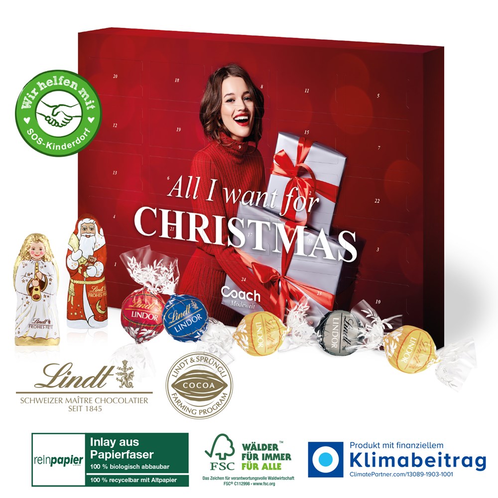 Adventskalender Lindt Lindor, Inlay aus Papierfaser