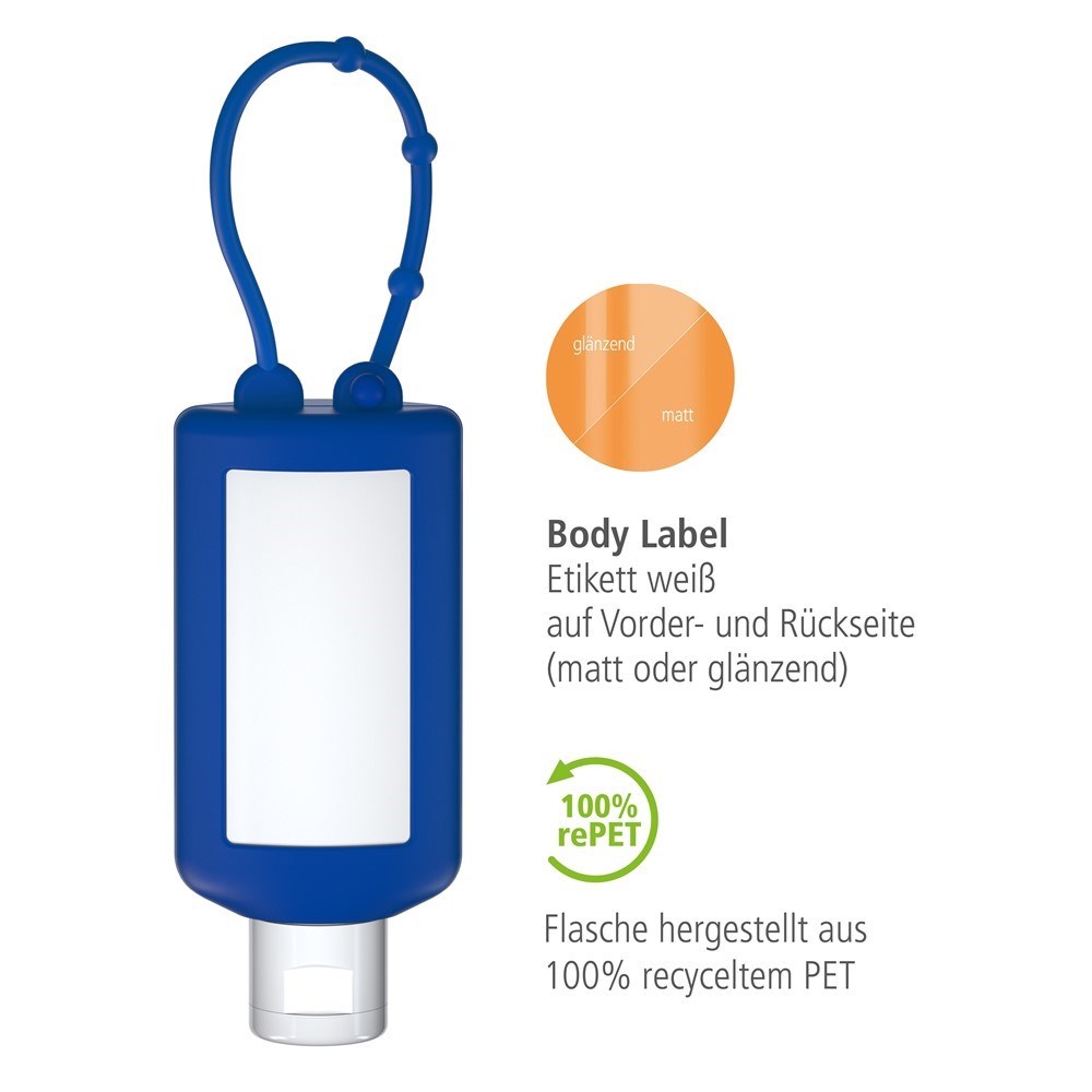 Sonnenmilch LSF 50 (sens.), 50 ml Bumper (blau), Body Label (R-PET)