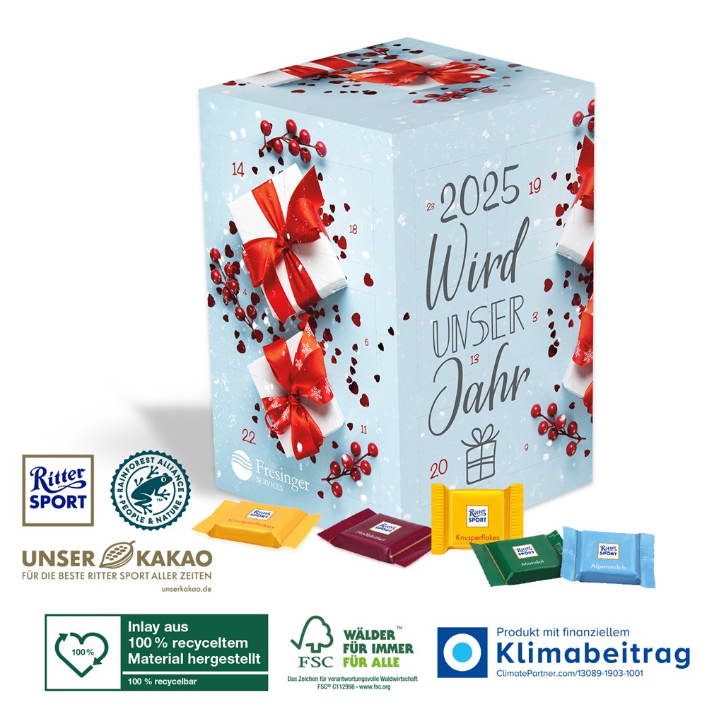 Adventskalender Cube „XL“ mit Ritter SPORT Schokolade