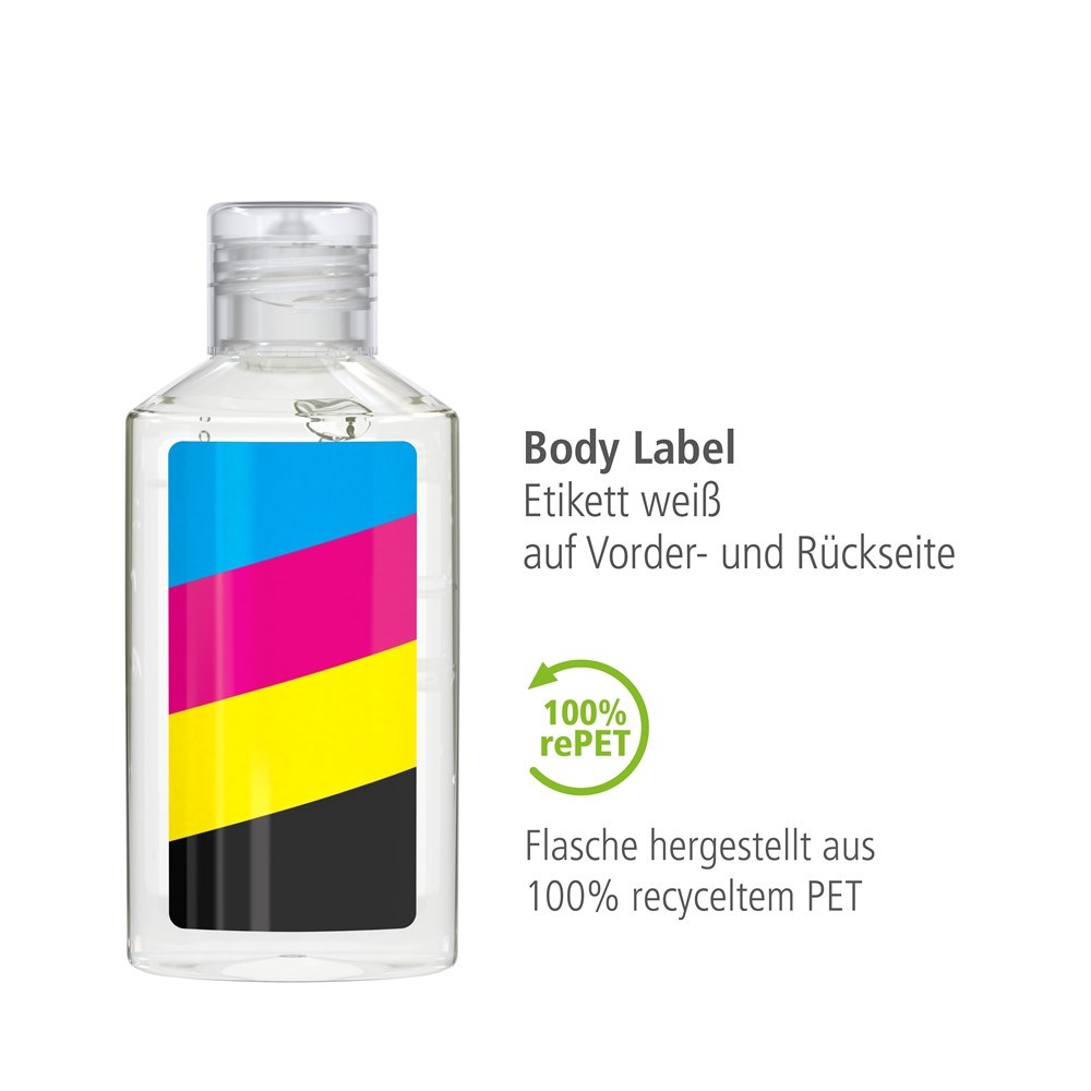 Handreinigungsgel, 50 ml, Body Label (R-PET)