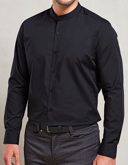 Premier Workwear - Men´s Banded Collar Grandad Long Sleeve Shirt