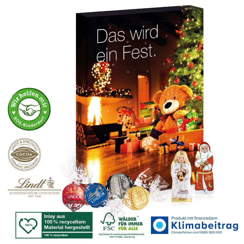 Adventskalender Lindt Lindor, Inlay aus 100% recyceltem Material