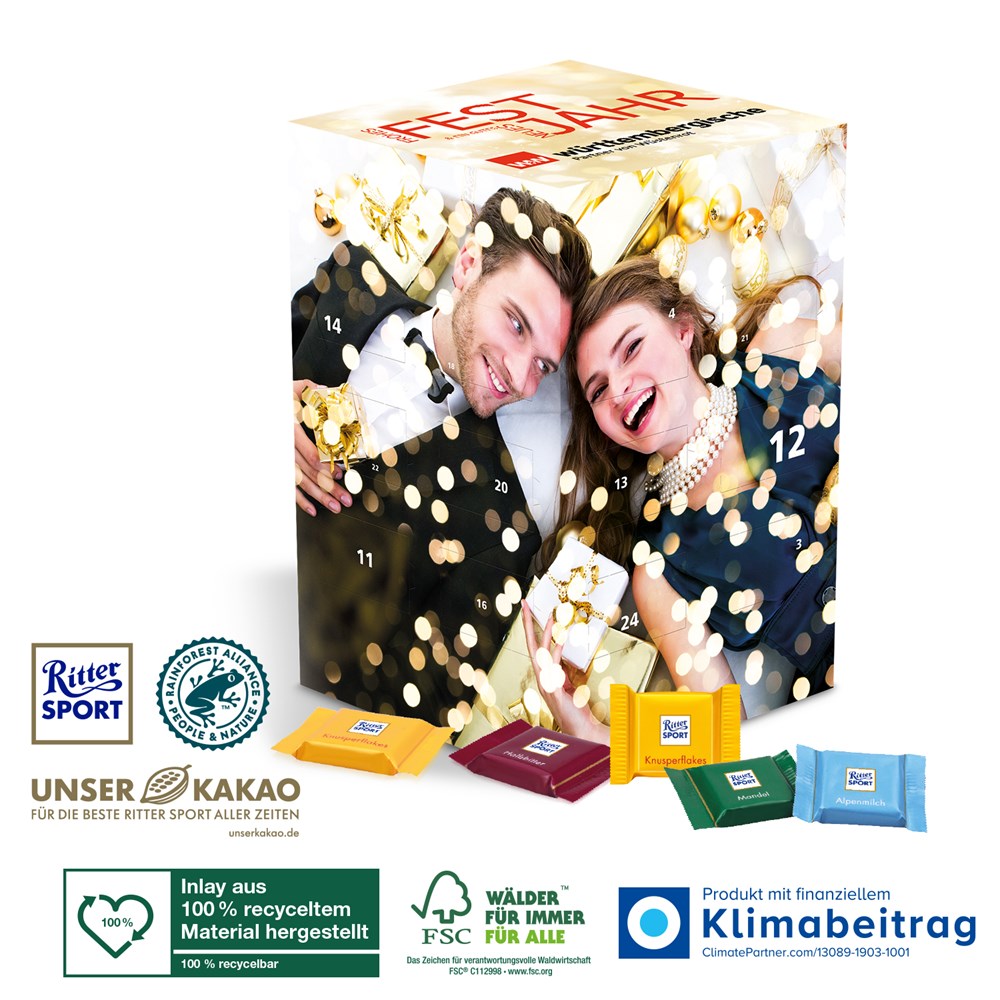 Adventskalender Cube „XL“ mit Ritter SPORT Schokolade